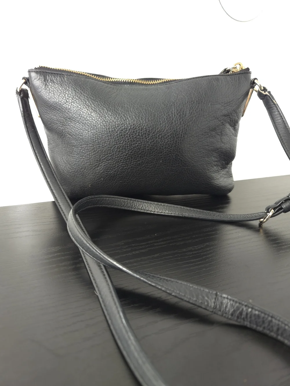 Coach Vintage Black Pebbled Leather Crossbody with Gold Hardware